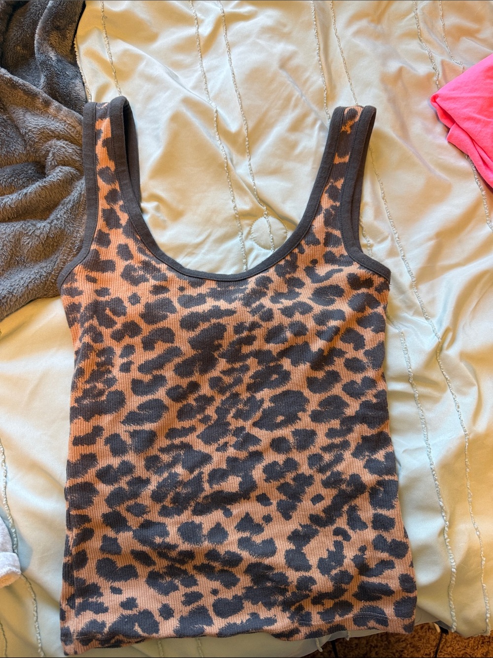 aerie Leopard Print Ribbed Tank Top - Brown & Black